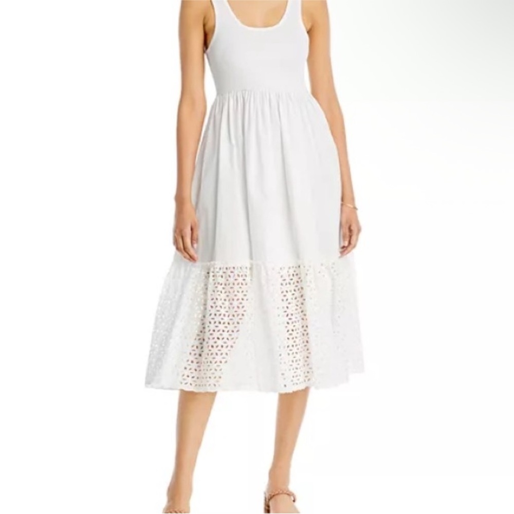 Aqua White Eyelet Summer Dress